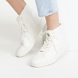 Vince Wolfe Linen High Top Sneakers 7.5 White Canvas